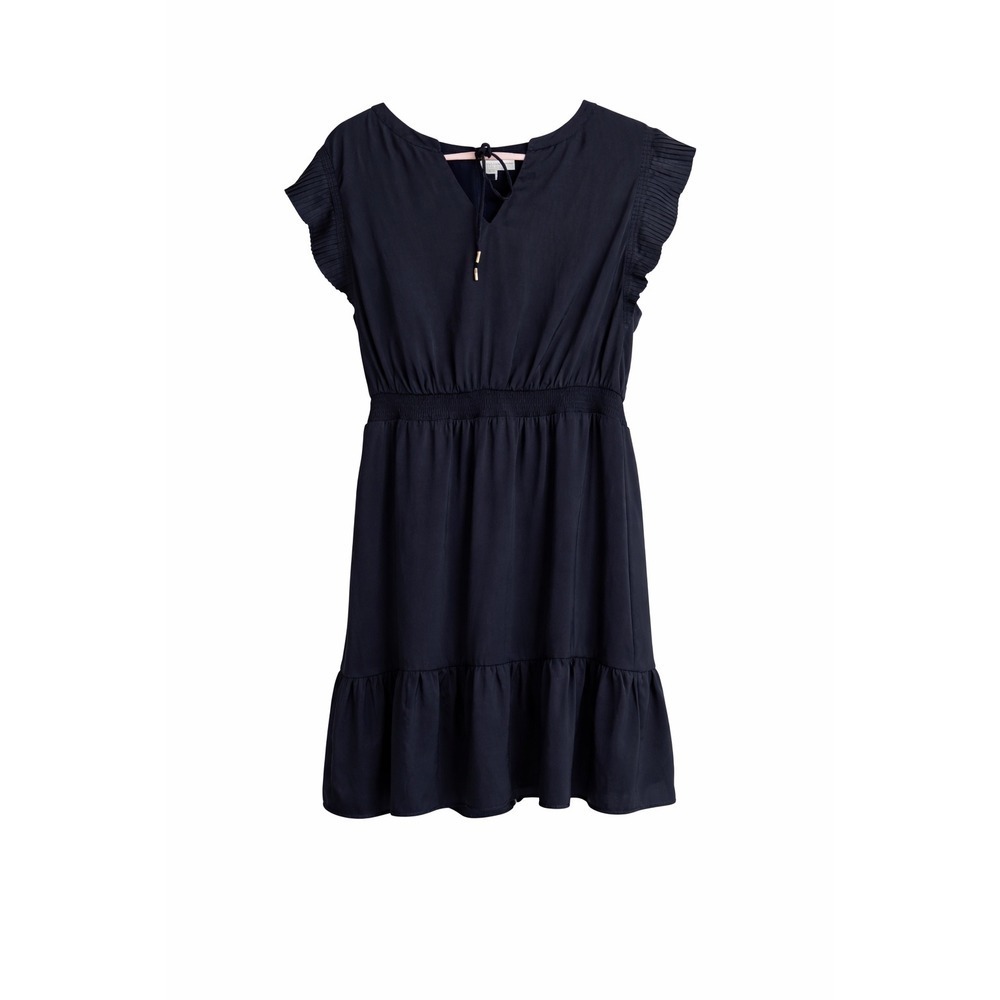 Skies Are Blue Curvy Navy Dress Tie Neck Ruffle Sleeves Size 1X